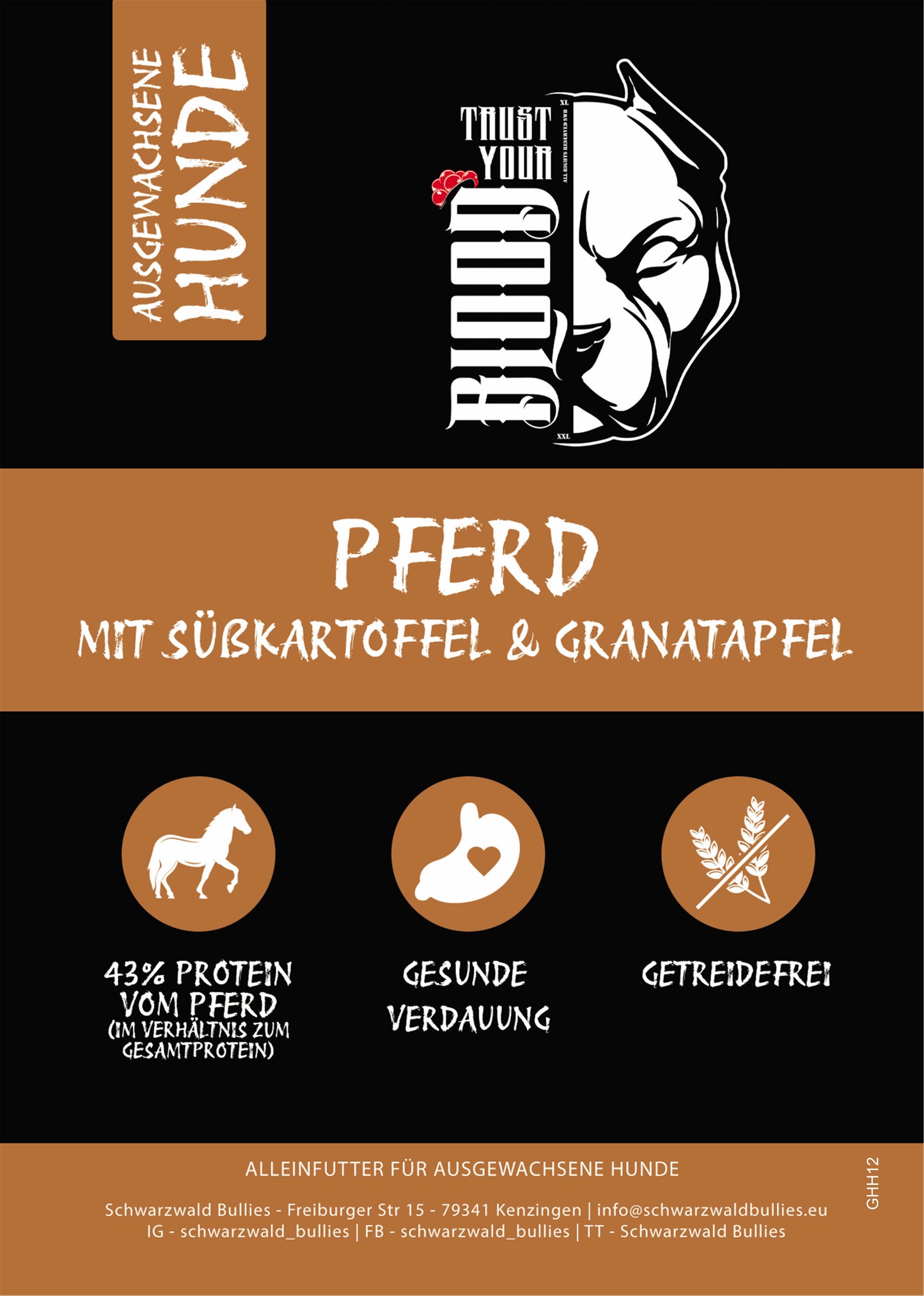 TRUST YOUR BLOOD Pferd mit Süßkartoffel & Granatapfel Adult