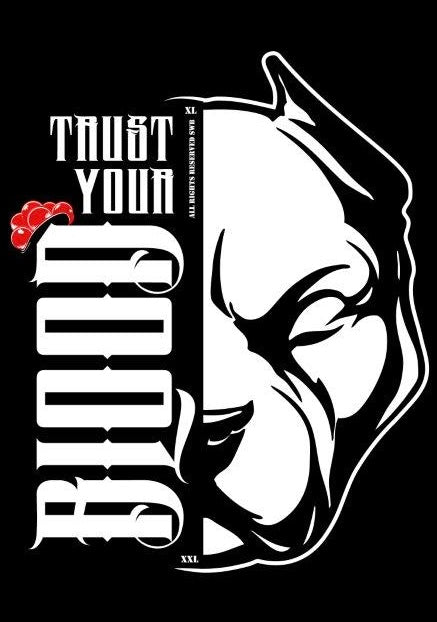 Outdoor-Aufkleber "Trust Your Blood " 10cm x 10cm rund
