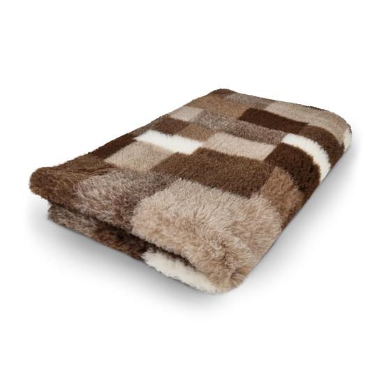 1 STÜCK ANTI RUTSCH HUNDEMATTE VET-BED PATCHWORK TAUPE BRAUN CREAM 100X150CM